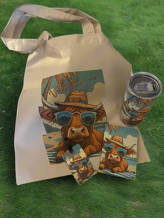 Highland cow Summer Travel Set
