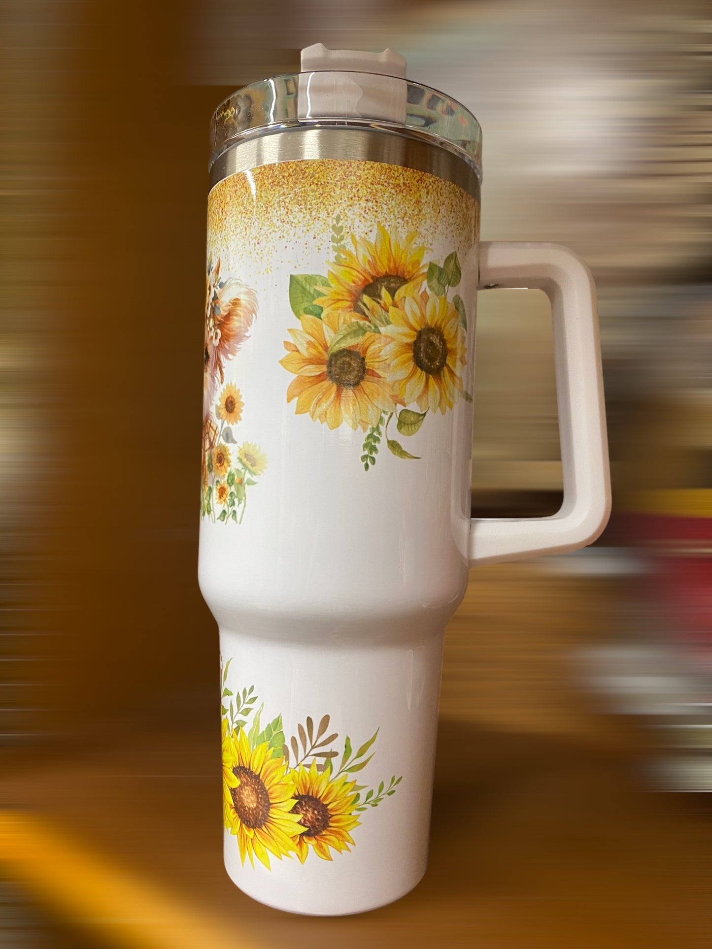 Sunflower highland cow 40oz Tumbler